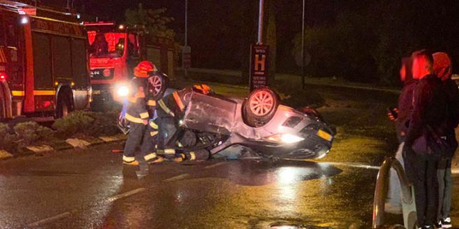 תאונה כרמיאל התהפכות רכב רחוב החרושת גן העיר ראשי