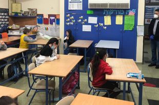 משה קונינסקי ראש העיר מבקר בבית ספר. צילום: דוברות העירייה 2020-05