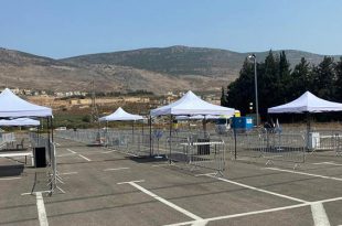 מתחם בדיקות קורונה. צילום ארכיון: דוברות עיריית כרמיאל
