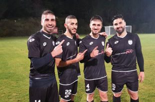הכובשים נגד מעלות תרשיחא. מימין: ארד אלבז, בר עמר, קוסאי חלאילה ואהוד מערבי. צילום: הפועל עירוני כרמיאל