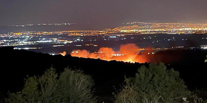 שריפה בין פלך לתפן. צילום: תיעוד מבצעי כב״ה צפון