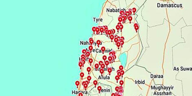מפת איומים איראניים על ישראל. גם כרמיאל על המפה