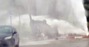 רכב התהפך פיצוץ מים כיכר שדרות קק"ל מעלה אורט