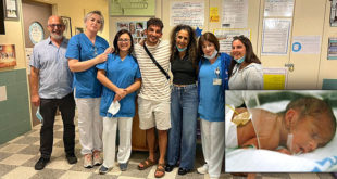 טל ערמון ראובני ממכמנים ומשפחתו מבקרים במחלקת הפגייה במרכז הרפואי לגליל בנהריה
