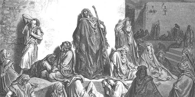 יהודים מתאבלים על חורבן בית המקדש הראשון, באיור של גוסטב דורה למגילת איכה.